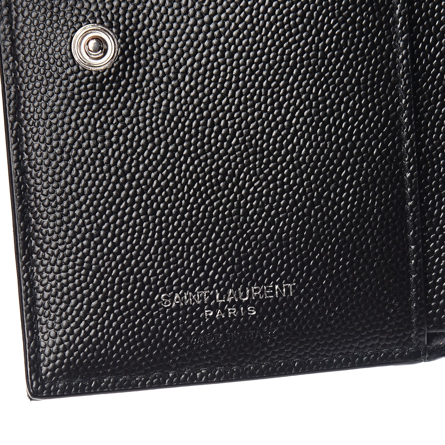 Saint Laurent Grain De Poudre Matelasse Chevron Monogram Zipped Two-Part Wallet Black 5 of 7