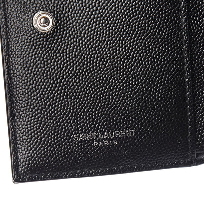 Saint Laurent Grain De Poudre Matelasse Chevron Monogram Zipped Two-Part Wallet Black 5 of 7