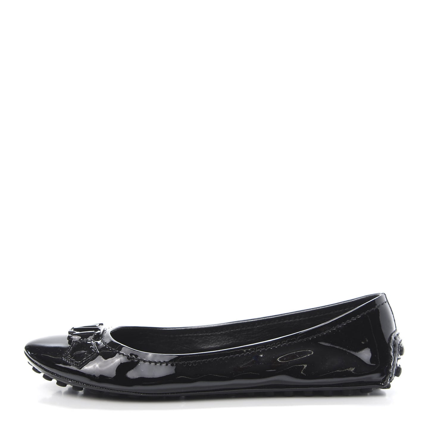 Patent Calfskin Oxford Ballerina Flats 38.5 Black