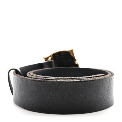 Gucci Calfskin Brass Feline Buckle Belt 85 34 Black 2 of 5
