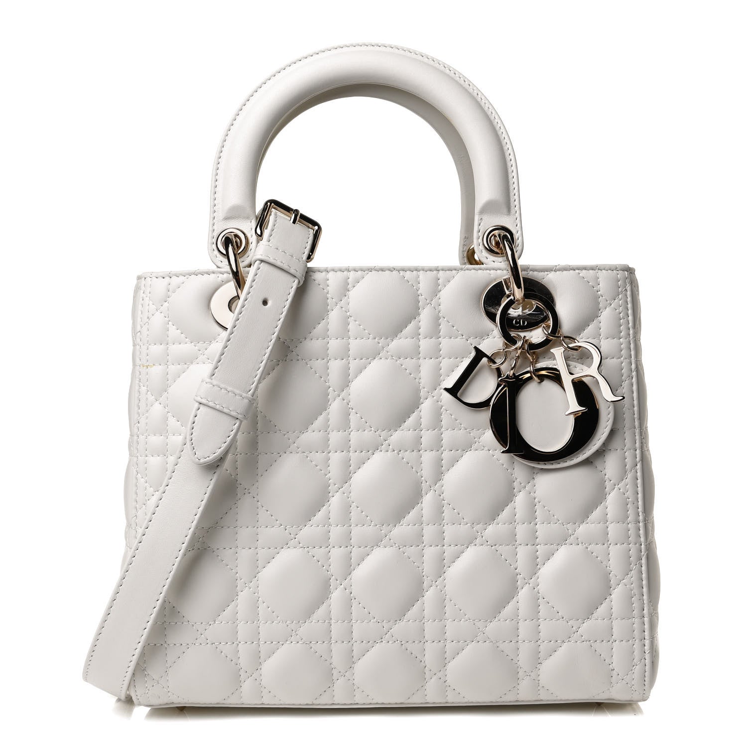 Christian Dior Lambskin Cannage Medium Lady Dior White 1 of 12