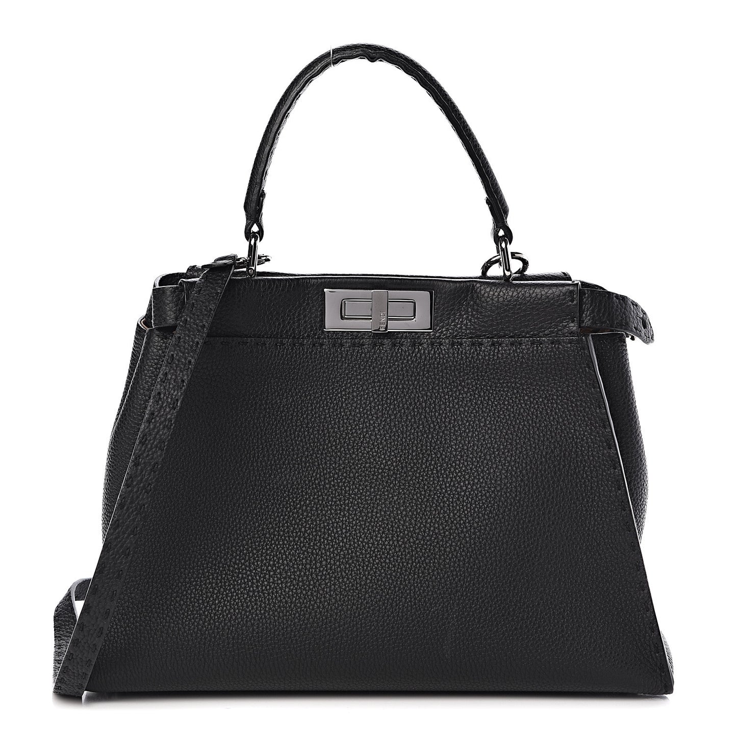 Cuoio Romano Selleria Bi-Color Medium Peekaboo Iconic Satchel Black Mou