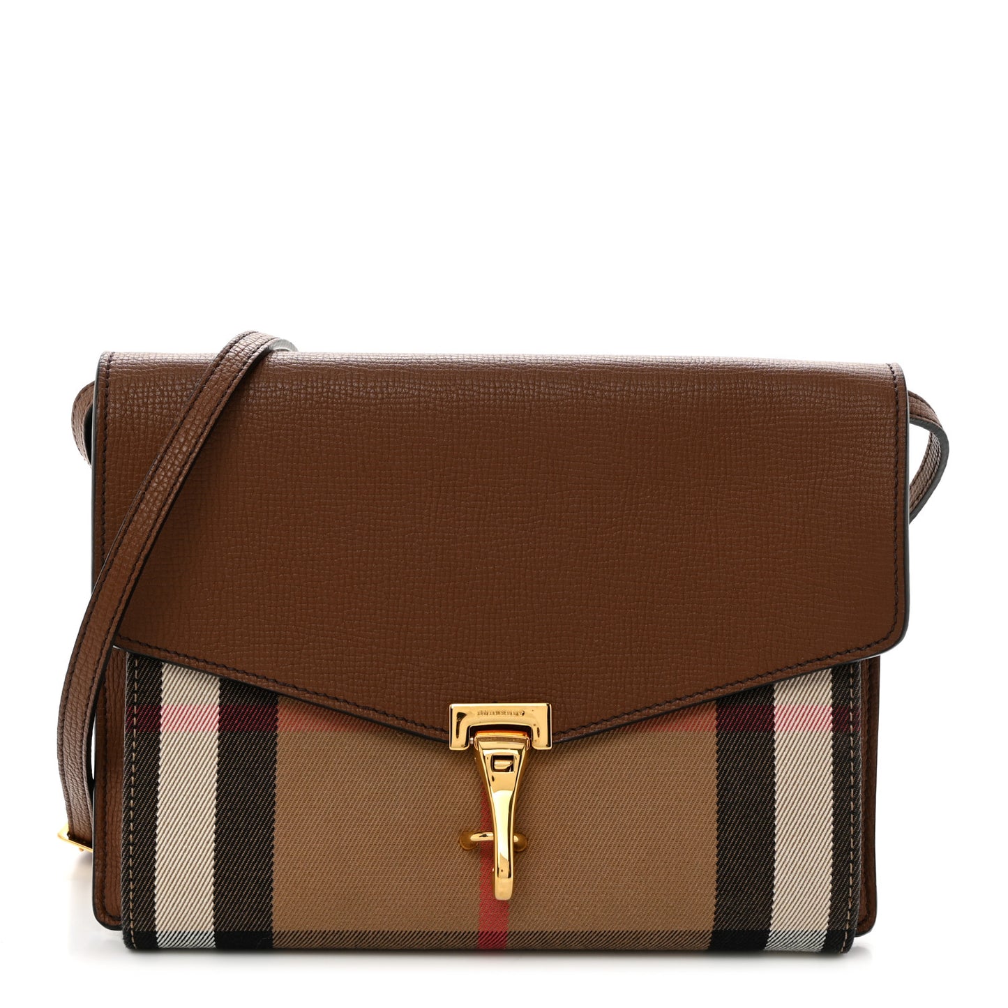 Derby Calfskin House Check Small Macken Crossbody Bag Tan