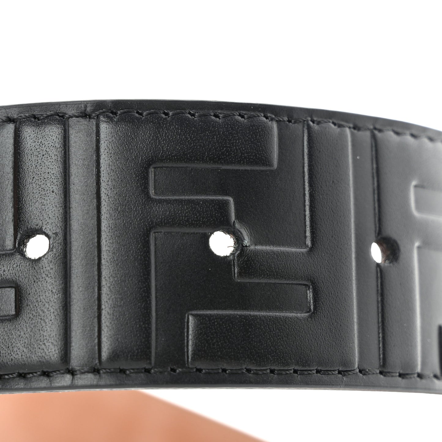 Calfskin F is Fendi FF 1974 Embossed Belt 80 32 Black