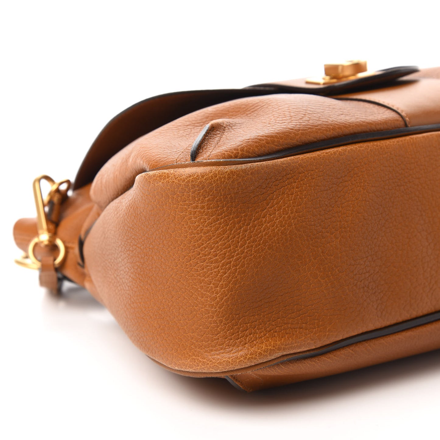 Grained Lambskin Medium Lexa Shoulder Bag Mustard Brown