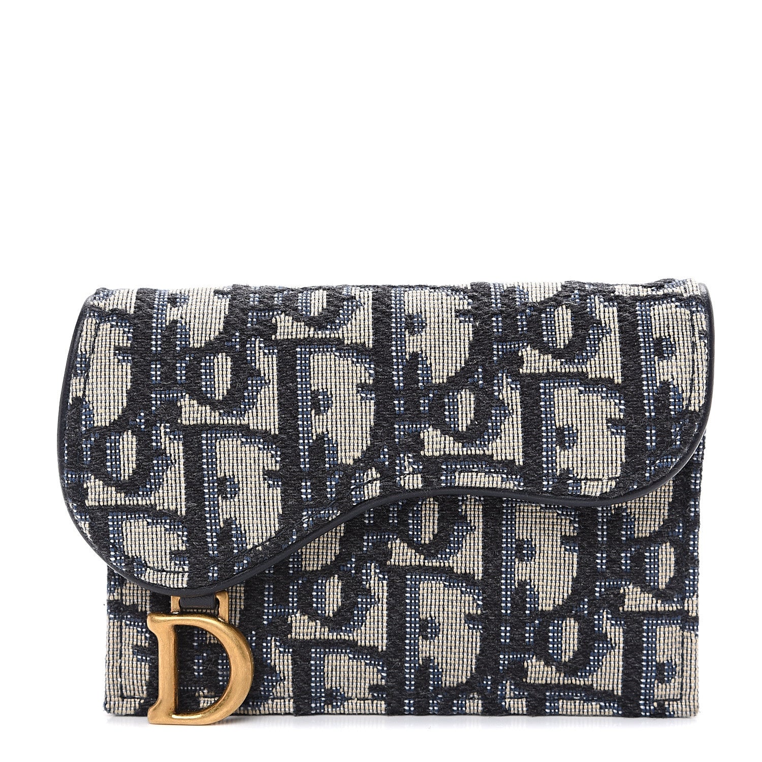 Christian Dior Oblique Saddle Card Holder Blue 1 of 7
