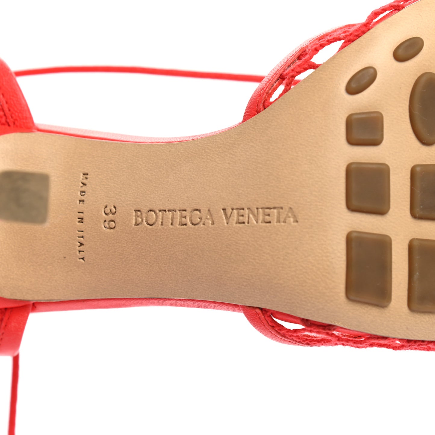 Mesh Nappa Stretch Ankle Tie Sandals 39 Tomato