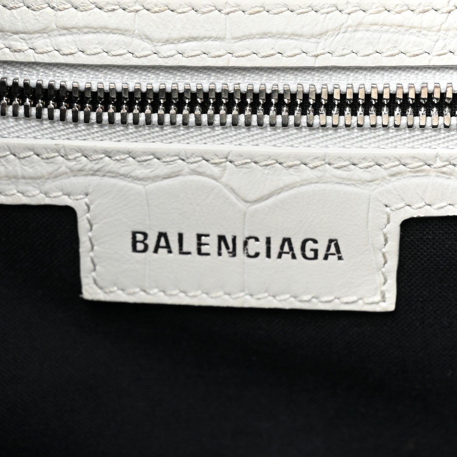 Balenciaga Extra Supple Calfskin Crocodile Embossed Medium Le Cagole Shoulder Bag White 6 of 18