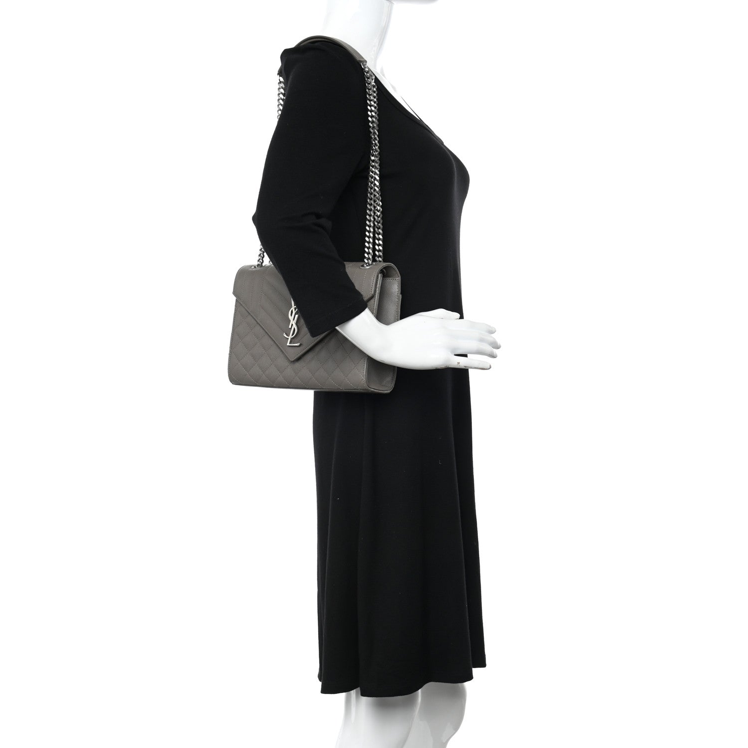 Saint Laurent Grain De Poudre Textured Mixed Matelasse Medium Triquilt Monogram Satchel Earth 2 of 10