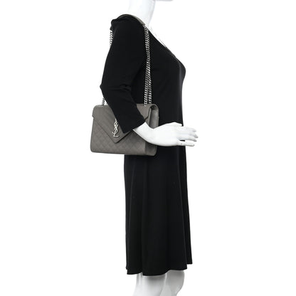 Saint Laurent Grain De Poudre Textured Mixed Matelasse Medium Triquilt Monogram Satchel Earth 2 of 10