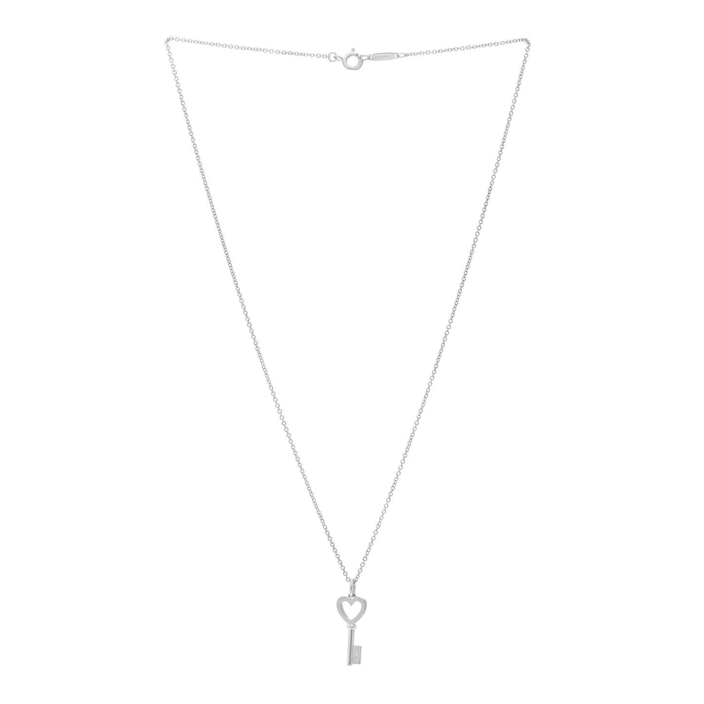 Sterling Silver Mini Heart Key Pendant Necklace