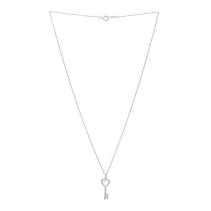 Tiffany Sterling Silver Mini Heart Key Pendant Necklace 3 of 5