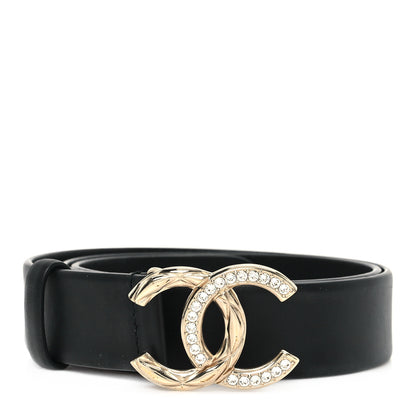 Chanel Calfskin Crystal Metal Quilted Quilted CC Belt 80 32 Black 1 of 4