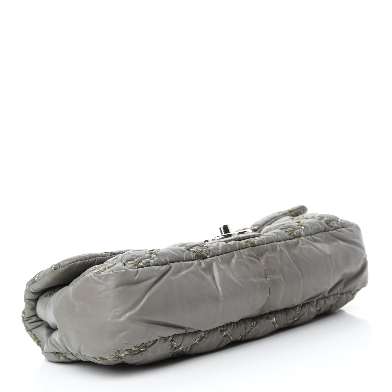 Chanel Nylon Quilted Medium Tweed on Stitch Bubble Flap Grey 3 of 9