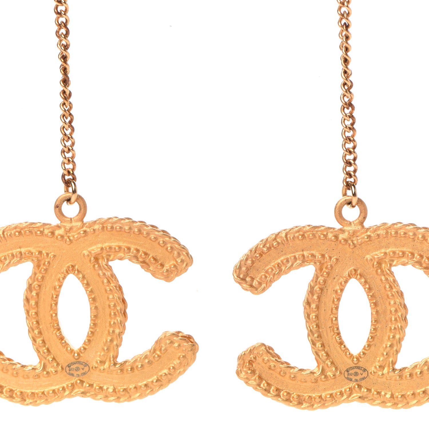 Chanel CC Drop Earrings Matte Gold 4 of 4