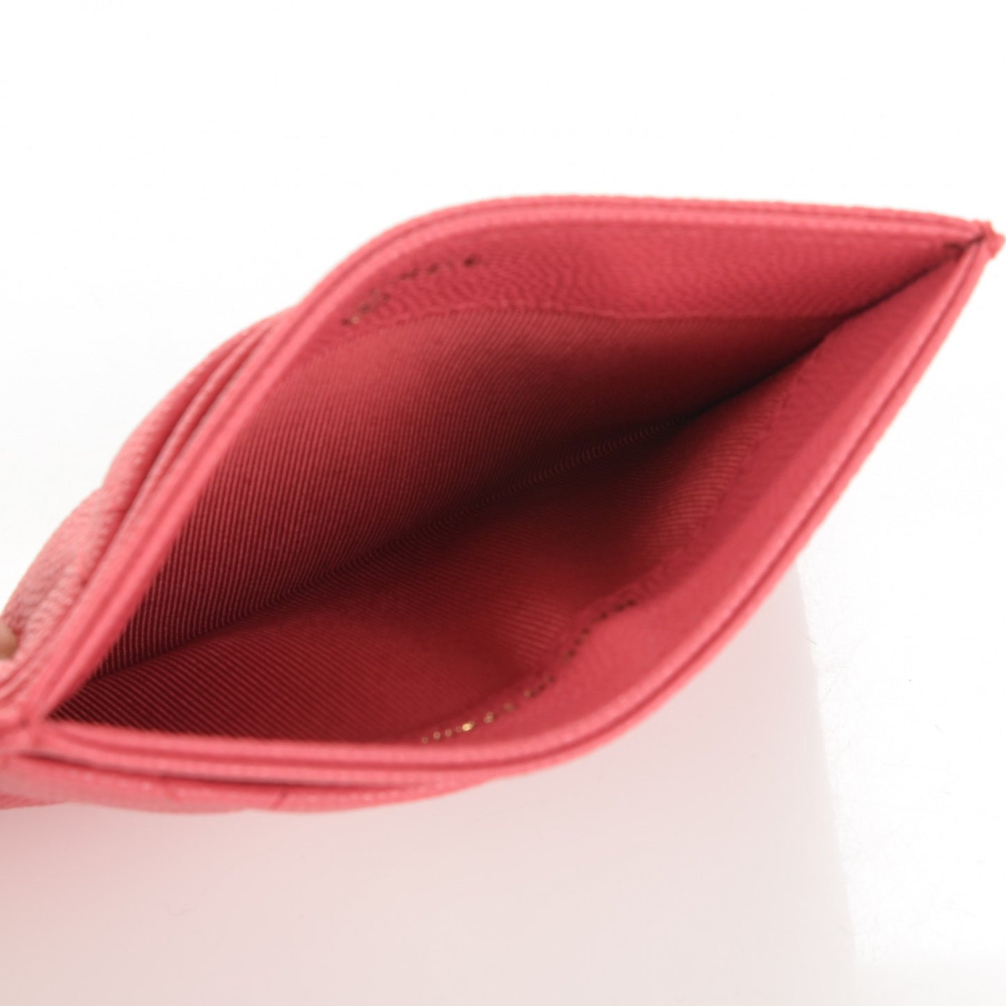 Caviar Quilted Card Holder Dark Pink