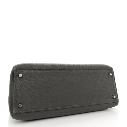 Hermes Taurillon Clemence Kelly Retourne 35 Etain Rouge Casaque 3 of 13