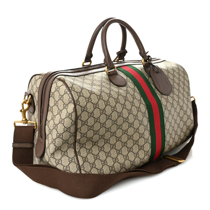 Gucci GG Supreme Monogram Textured Dollar Calfskin Web Medium Ophidia Carry-On Duffle Bag Beige Ebony New Acero 2 of 9