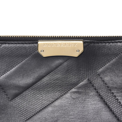 Burberry Calfskin Check Embossed Small Chichester Crossbody Clutch Bag Black 11 of 11