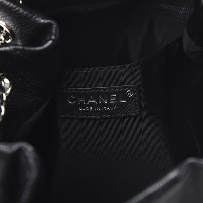 Chanel Grained Calfskin Quilted CC Chain Bucket Drawstring Bag Black 5 of 9