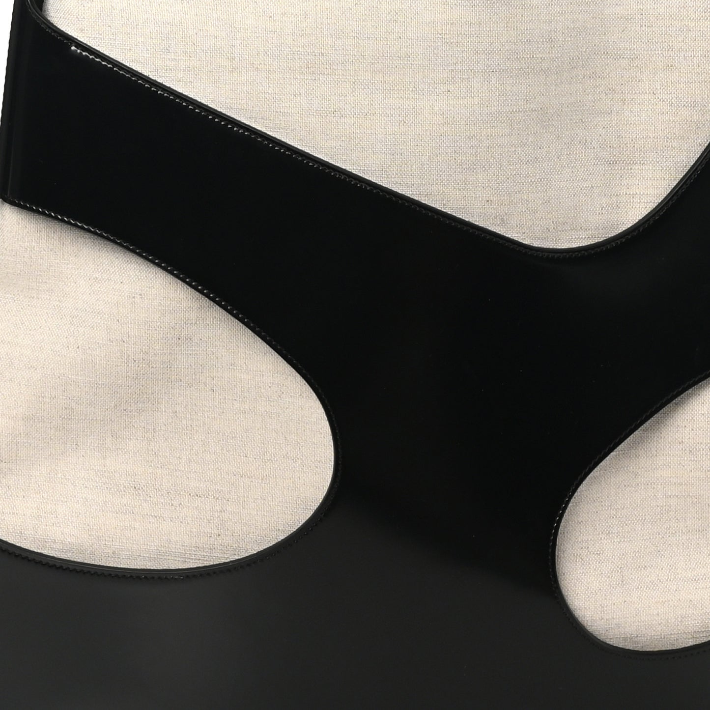 Calfskin Cut Out Large Shoulder Bag Black Natural