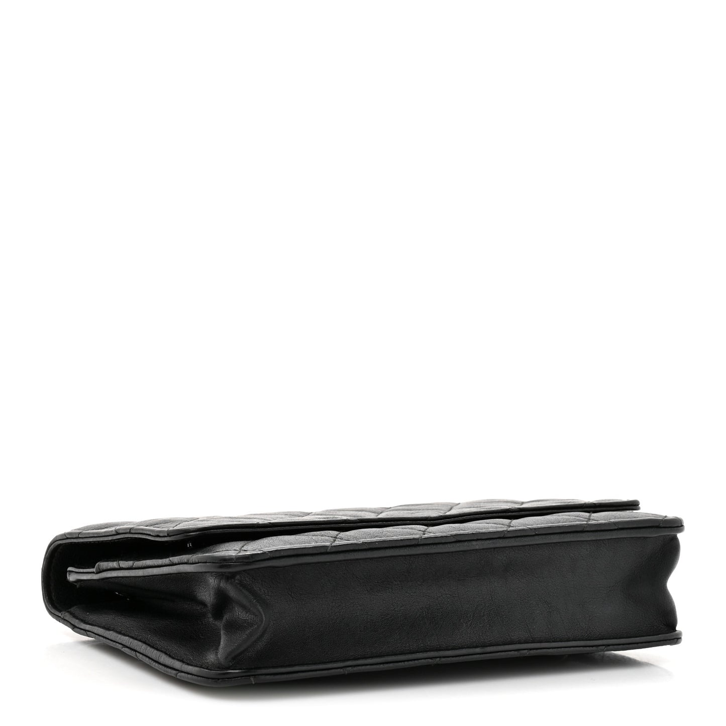 Crumpled Calfskin Quilted Wallet On Chain WOC Black