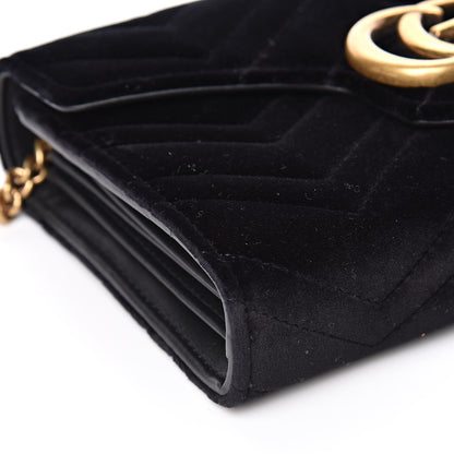Gucci Velvet Matelasse GG Marmont Chain Wallet Black 8 of 10