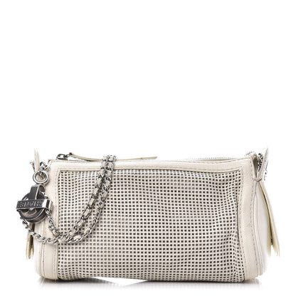 Chanel Caviar Perforated Pulley Shoulder Bag White 1 of 11