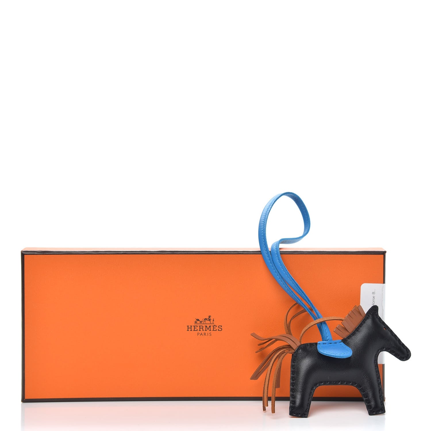 Hermes Milo Lambskin Grigri Rodeo Horse Bag Charm PM Black Gold Bleu Zanzibar 4 of 4