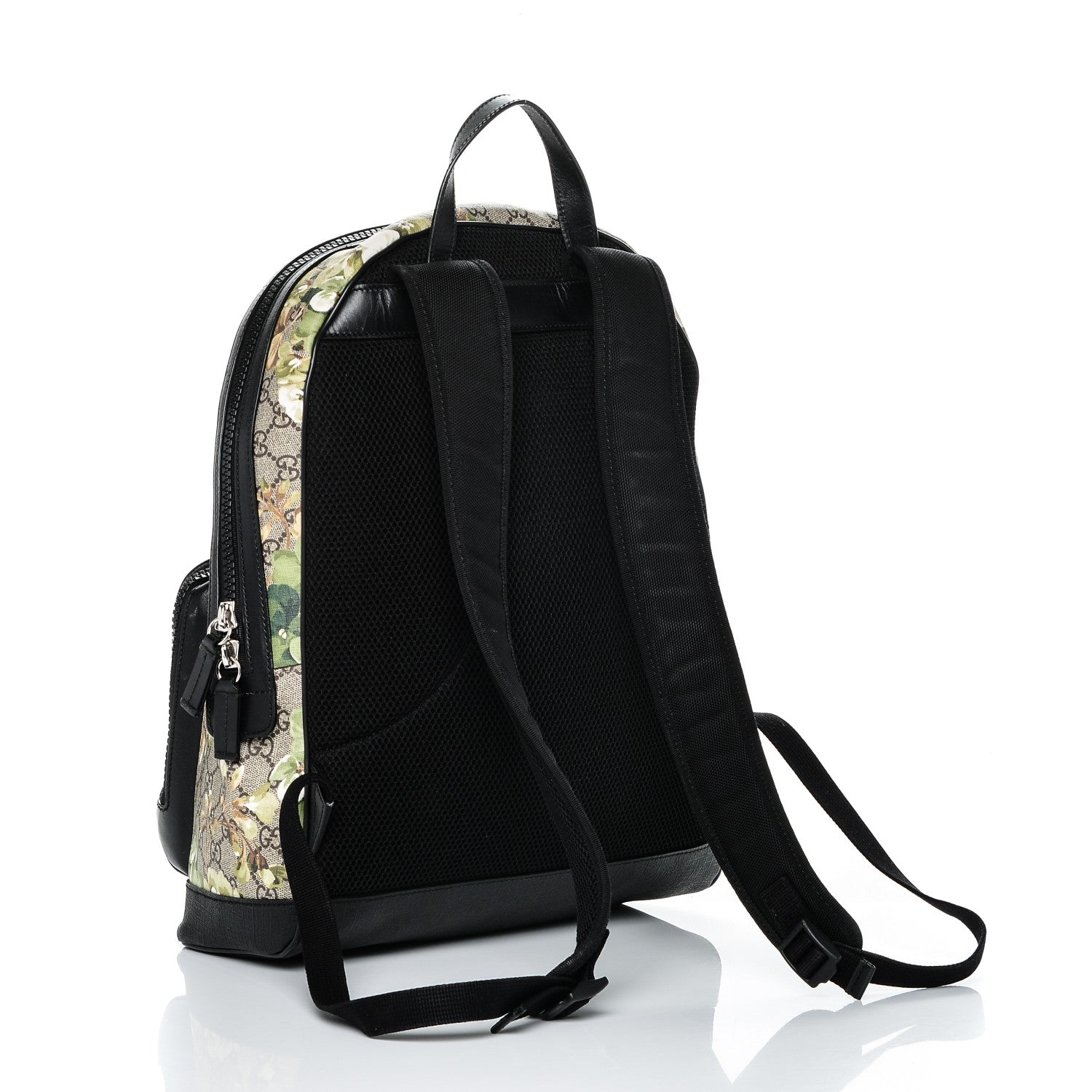 Gucci GG Supreme Monogram Blooms Medium Day Backpack Beige New Military Black 3 of 7