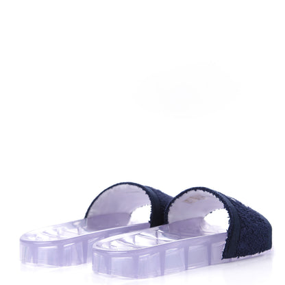 Chanel PVC Transparent Fabric CC Flat Slide Sandals 37 Navy 4 of 11