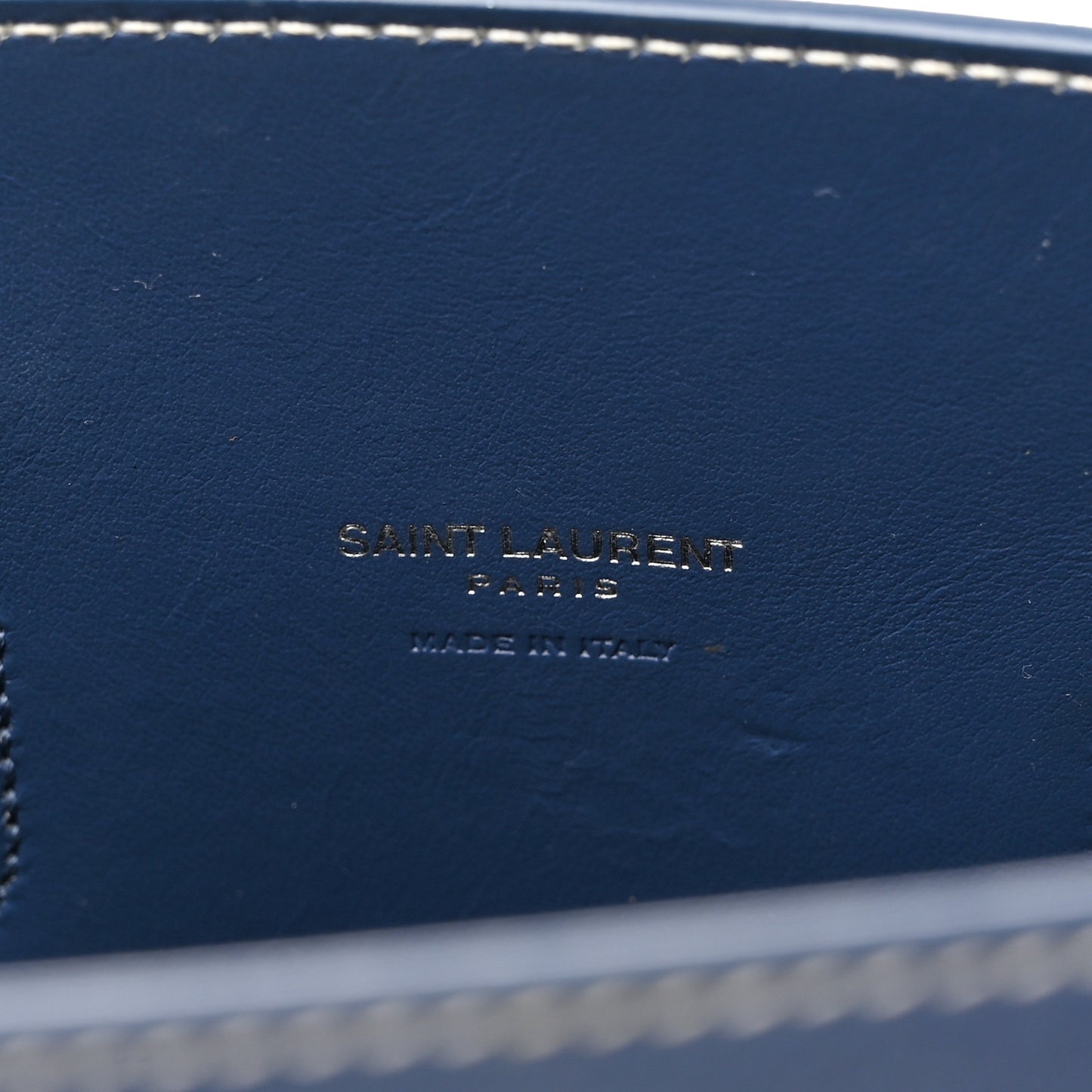 Grained Calfskin Topstitch Baby Sac De Jour Denim