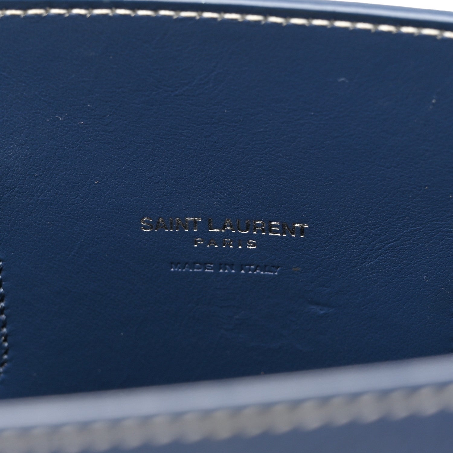Saint Laurent Grained Calfskin Topstitch Baby Sac De Jour Denim 8 of 15