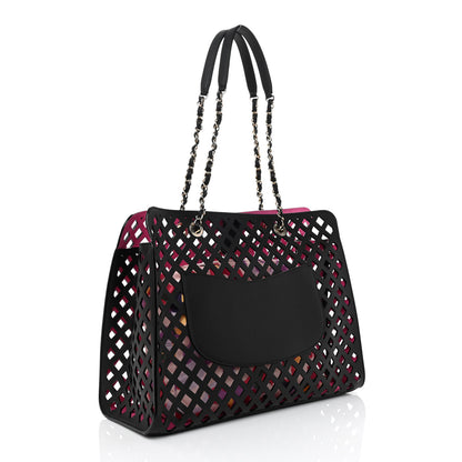 Chanel Lambskin Sea Through Tote Black Multicolor 4 of 12