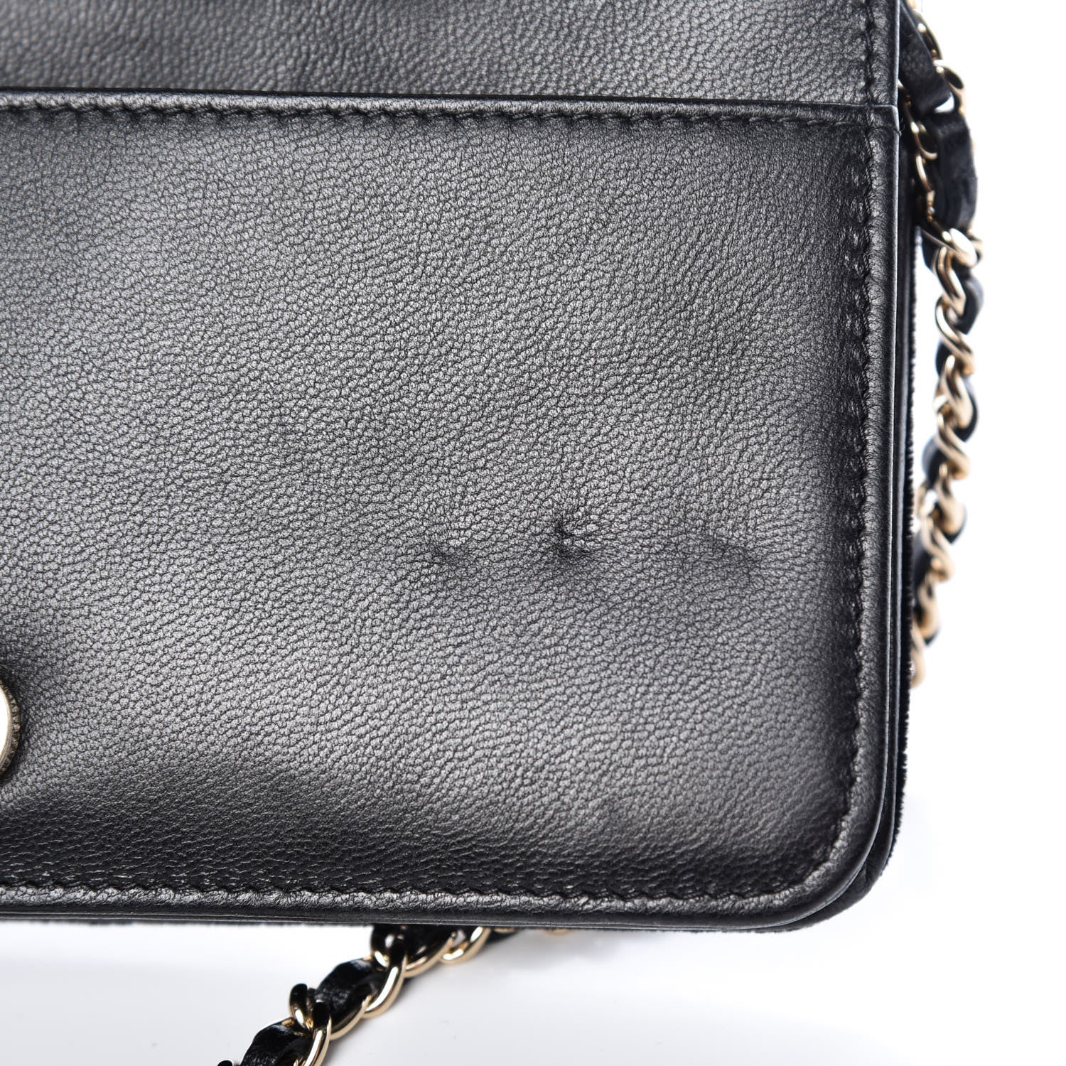 Chanel Velvet Pearl Diamond Embellished Wallet On Chain WOC Black 13 of 19