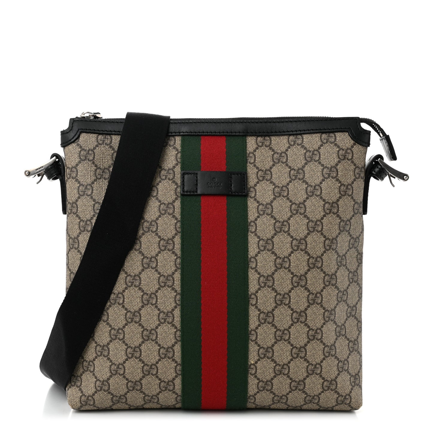 GG Supreme Monogram Web Messenger Bag Black