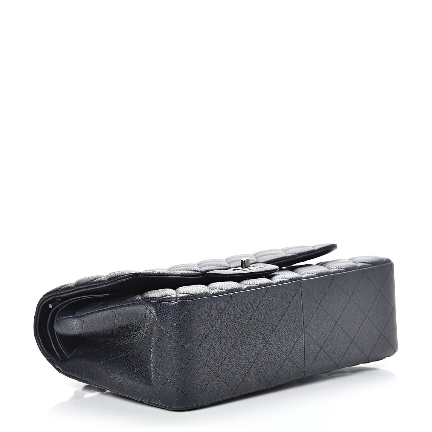 Caviar Quilted Jumbo Double Flap Navy Blue