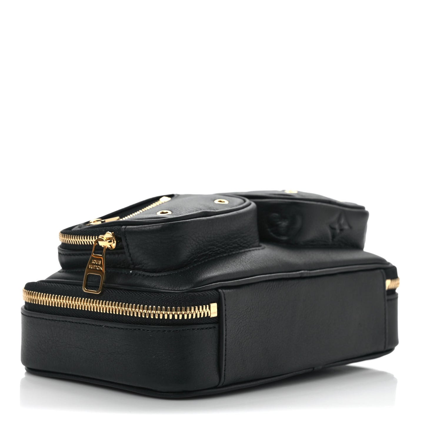 Calfskin Monogram Embossed Utility Crossbody Black