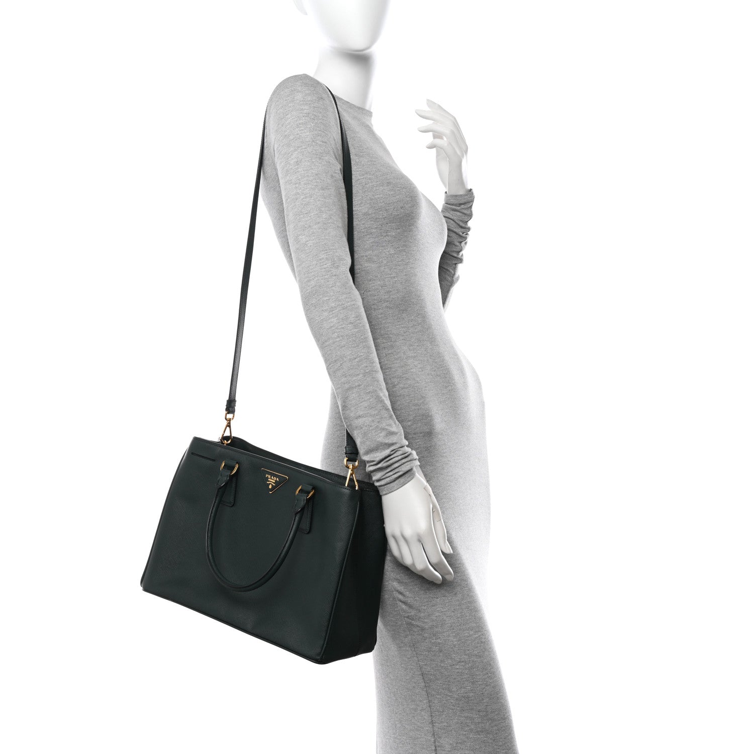 Prada Saffiano Lux Medium Tote Smeraldo 2 of 13