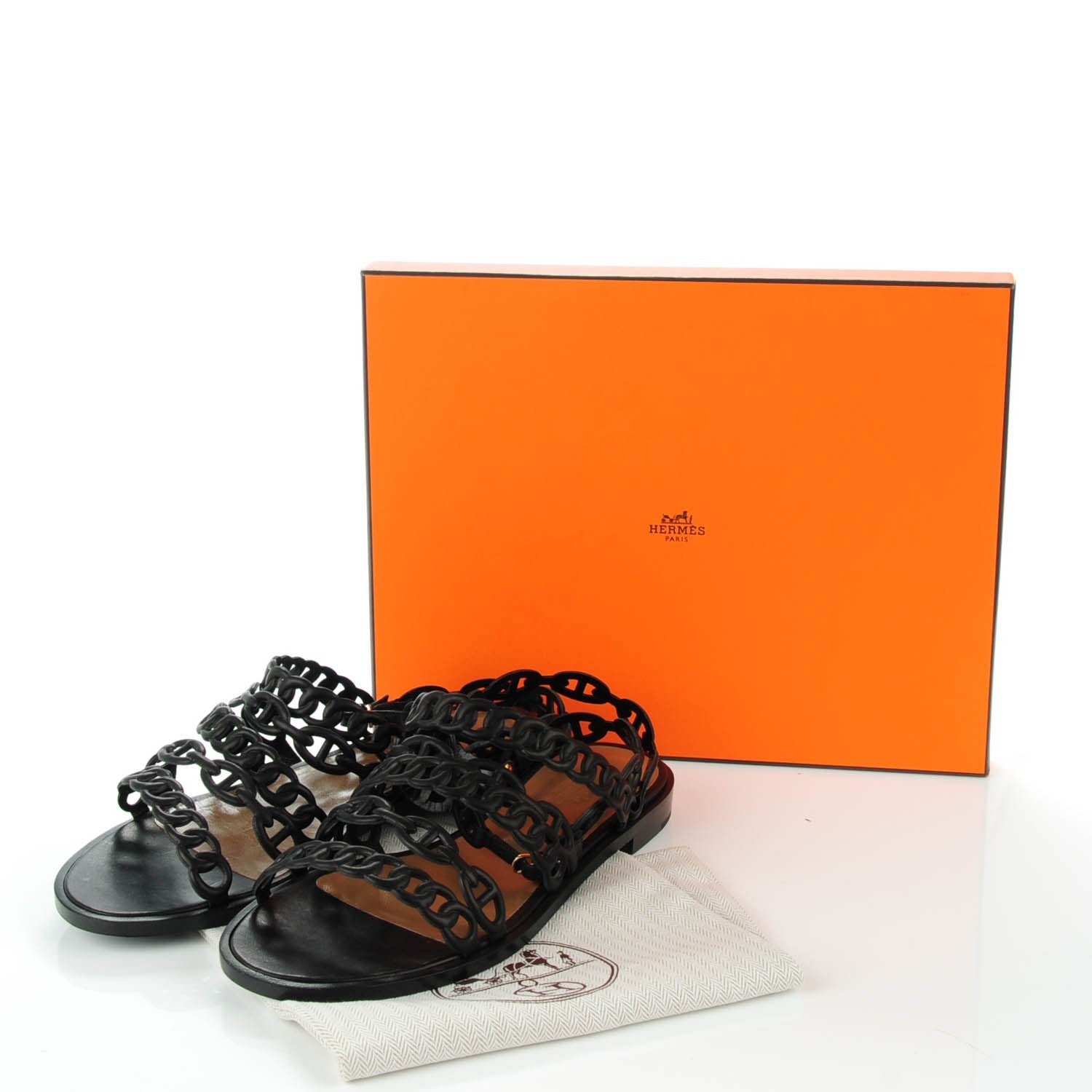 Hermes Calfskin Kalliste Sandals 37 Black 8 of 8