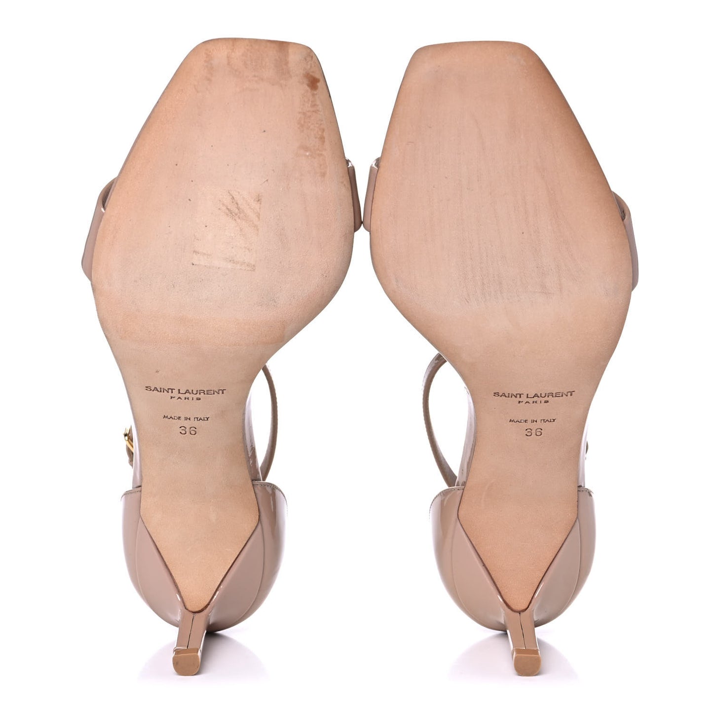 Patent Calfskin Amber 105 Ankle Strap Sandals 36 Beige
