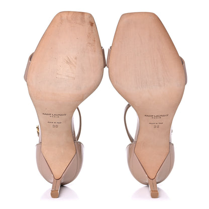 Saint Laurent Patent Calfskin Amber 105 Ankle Strap Sandals 36 Beige 5 of 10