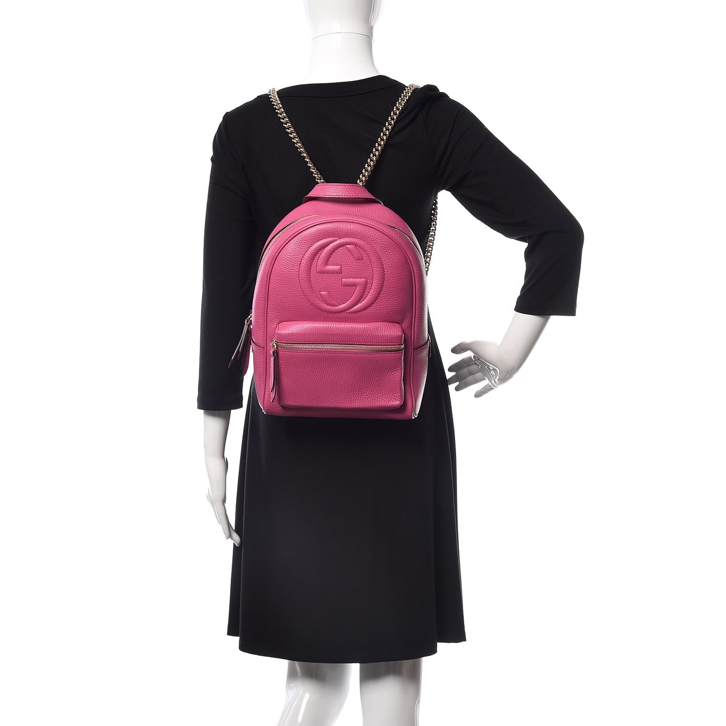 Pebbled Calfskin Soho Chain Backpack New Rosette