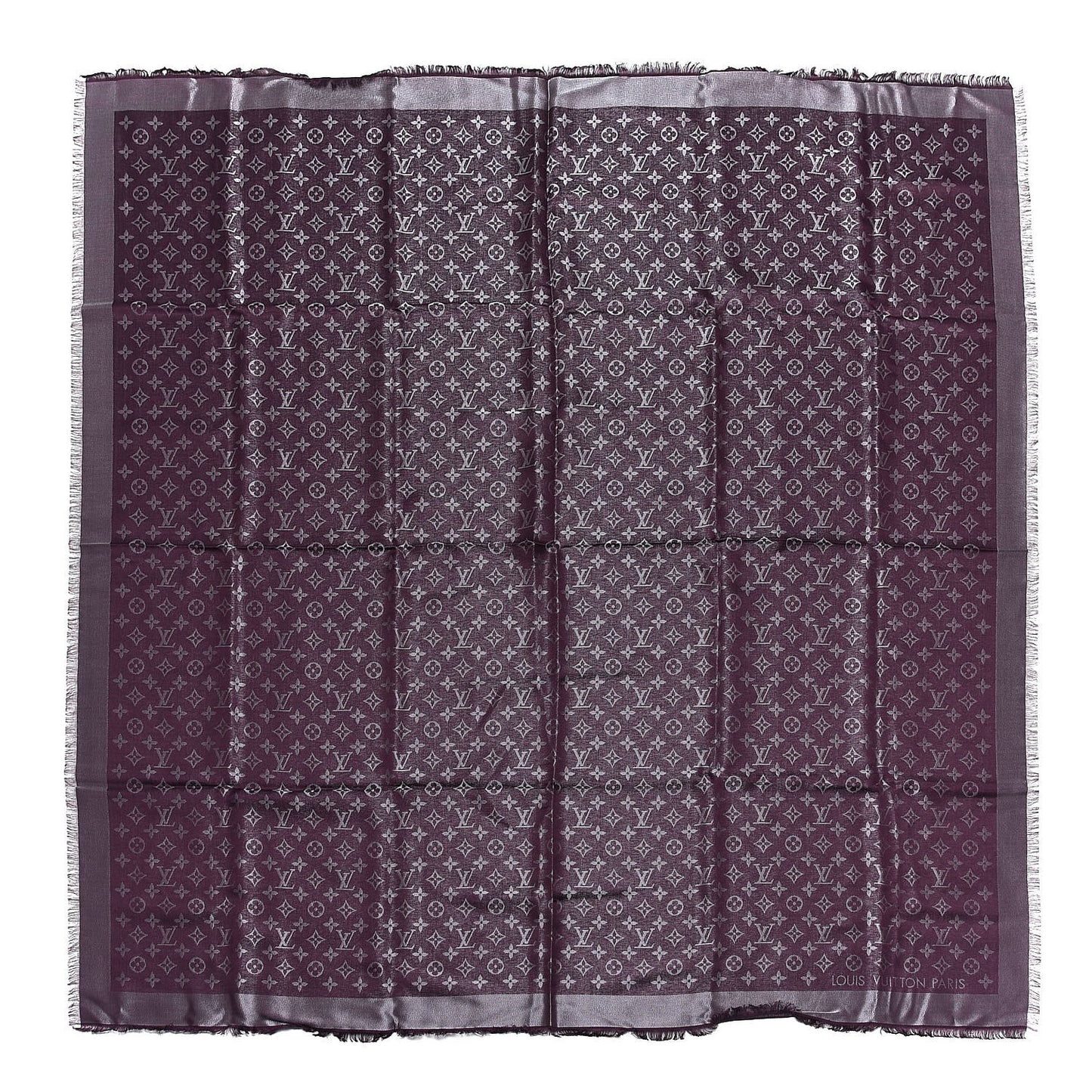 Silk Lurex Wool Monogram Shine Shawl Amarante