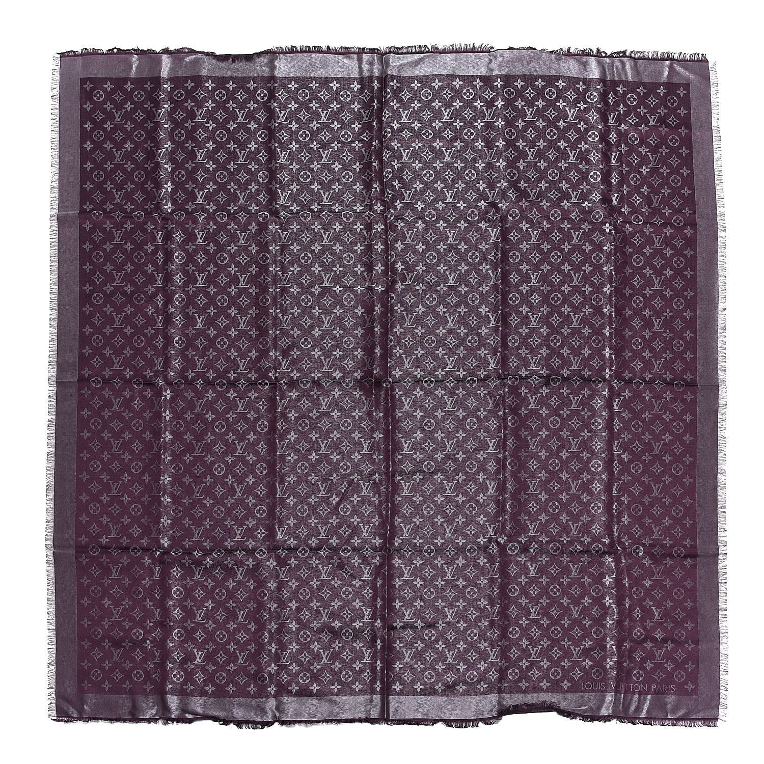 Louis Vuitton Silk Lurex Wool Monogram Shine Shawl Amarante 1 of 4
