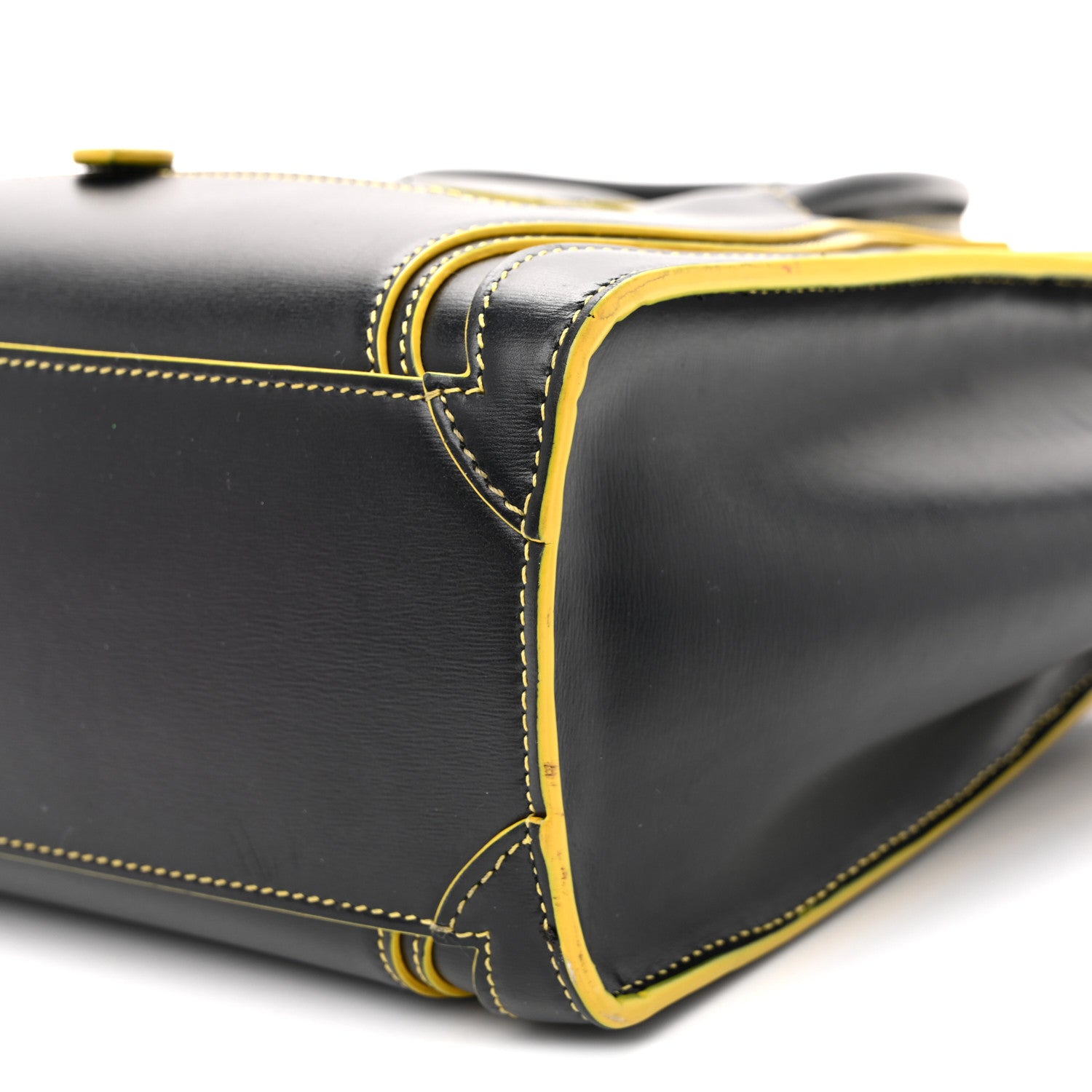 Celine Satin Calfskin Nano Debossed Luggage Black Yellow 9 of 13