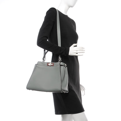 Fendi Vitello Seta Shiny Nappa Medium Peekaboo Iconic Satchel Alga Rosa Doll 3 of 9