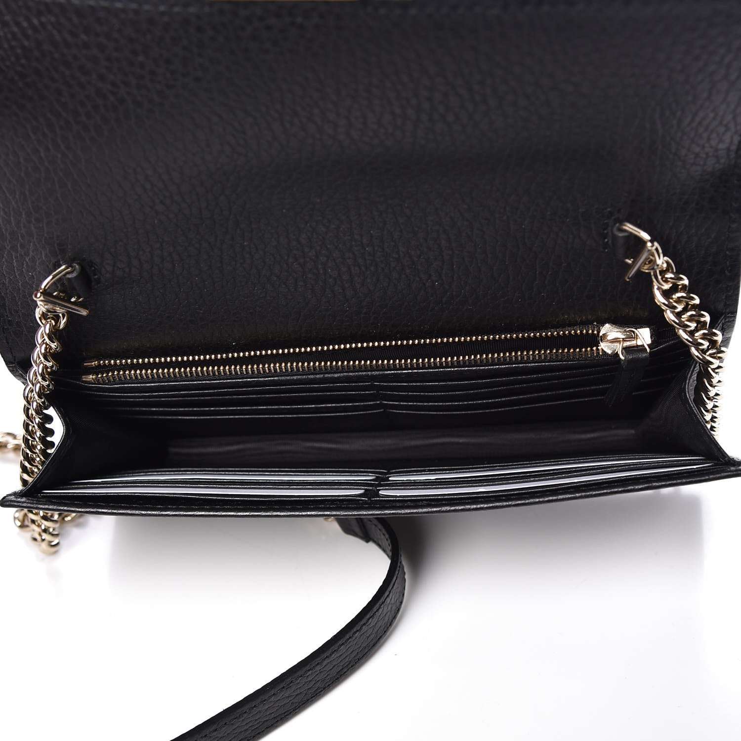 Gucci Dollar Calfskin Interlocking G Chain Wallet Black 5 of 8