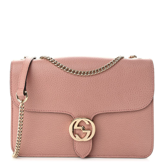 Dollar Calfskin Interlocking G Shoulder Bag Soft Pink