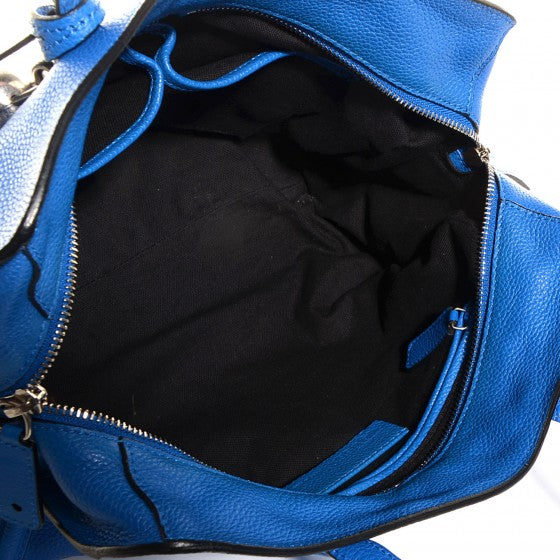 Alexander McQueen Pebbled Calfskin Small Skull Padlock Zip Around Tote Blue 5 of 9